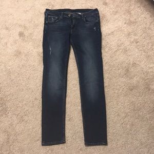 Dark skinny low waist jeans